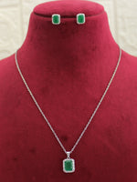 Shelly Pendant Chain Necklace Set-Green